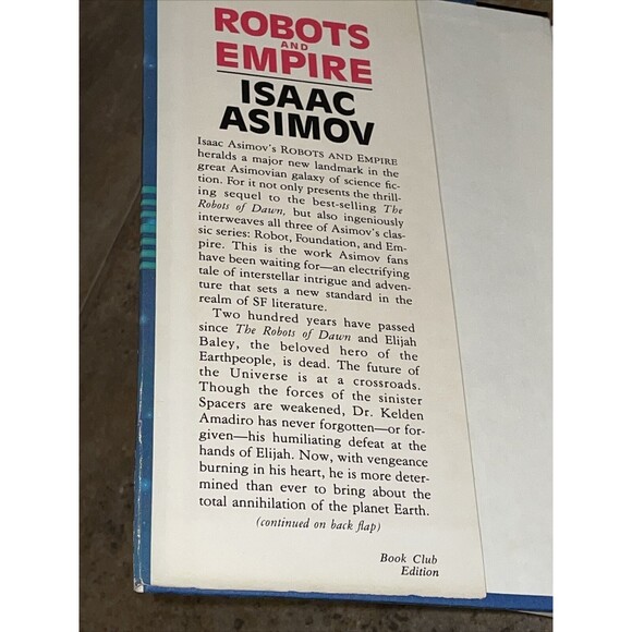 Isaac Asimov Robots and Empire 1985 Doubleday 1st Edition Book Club HCDJ - Picture 6 of 12